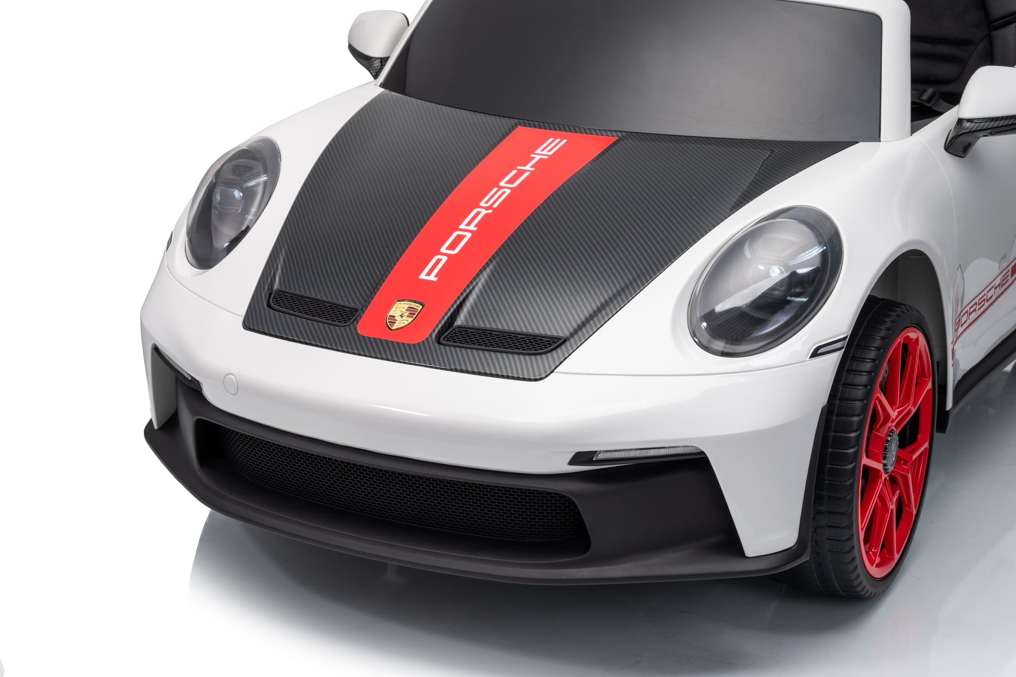Porsche 911 GT3 RS 24V – Voiture électrique enfant 2 places | Sièges cuir rouge & roues EVA